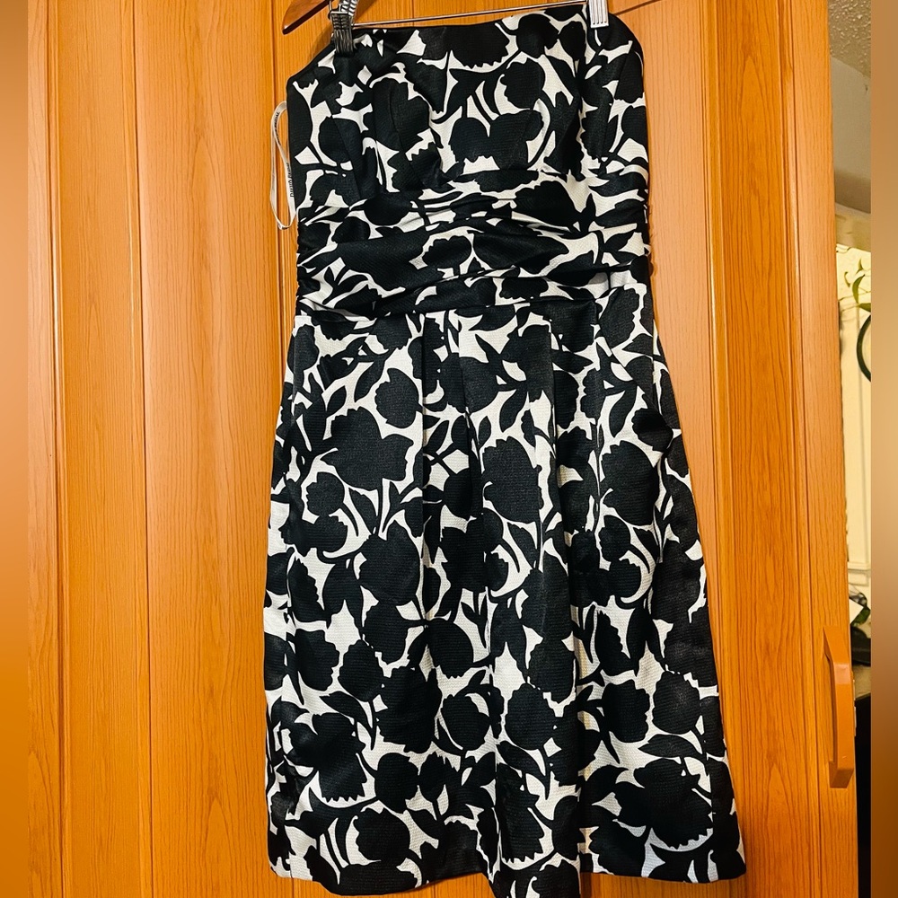 David's Bridal One Shoulder Black and White Dress